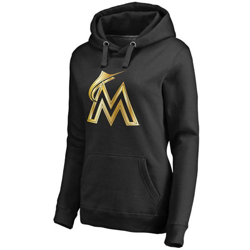 Women's Miami Marlins Gold Collection Pullover Hoodie Black